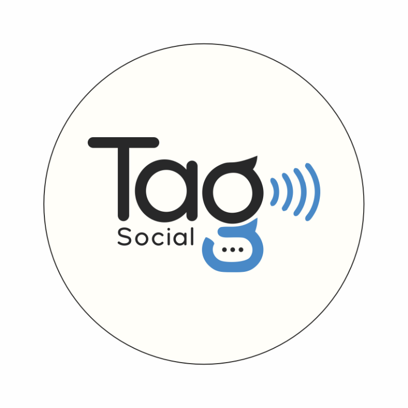 Tag Social Branca (a linha preta ao redor da tag é meramente ilustrativa)